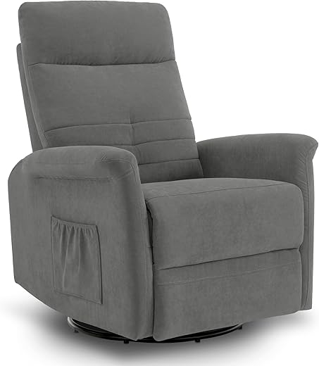 M MCombo Relaxsessel Fernsehsessel mit Liegefunktion Manuell, TV Sessel mit Wippfunktion & Drehfunktion, 360° Drehbar, Wohnzimmer, Erholungzimmer, 7011 (Hellgrau)