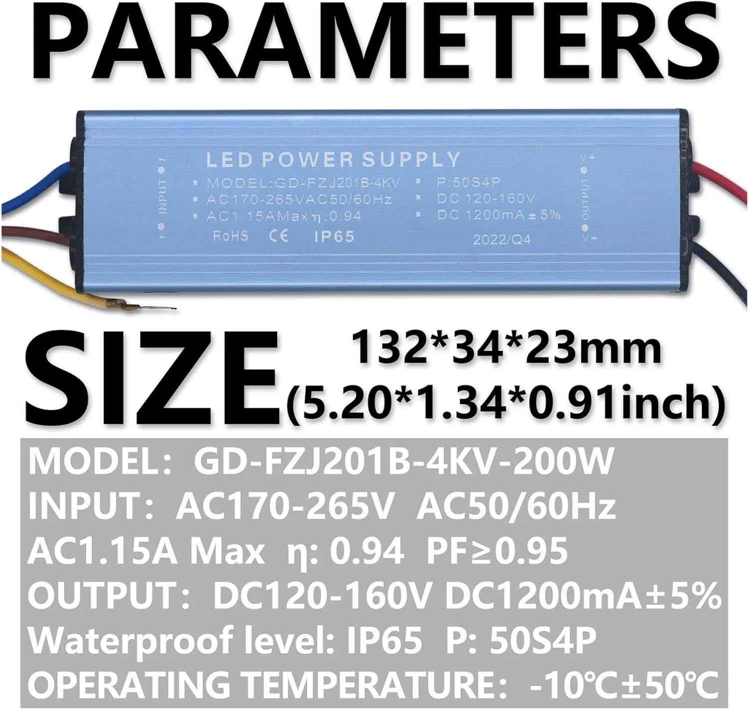 30W 50W 100W 150W LED Driver 300mA 600mA 800mA 900mA Power Supply Constant Current Voltage Control Lighting Transformer(100W 600mADC120-160V)