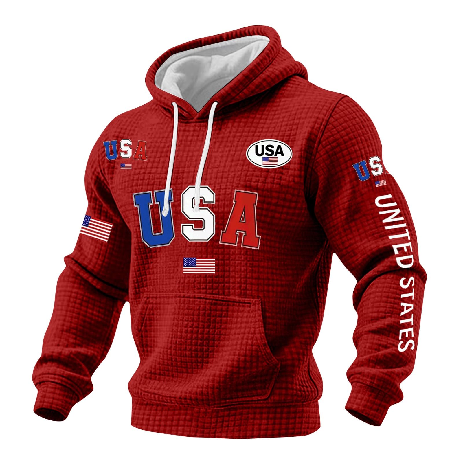 Chándal de verano con capucha y bandera estadounidense roja 4XL 4