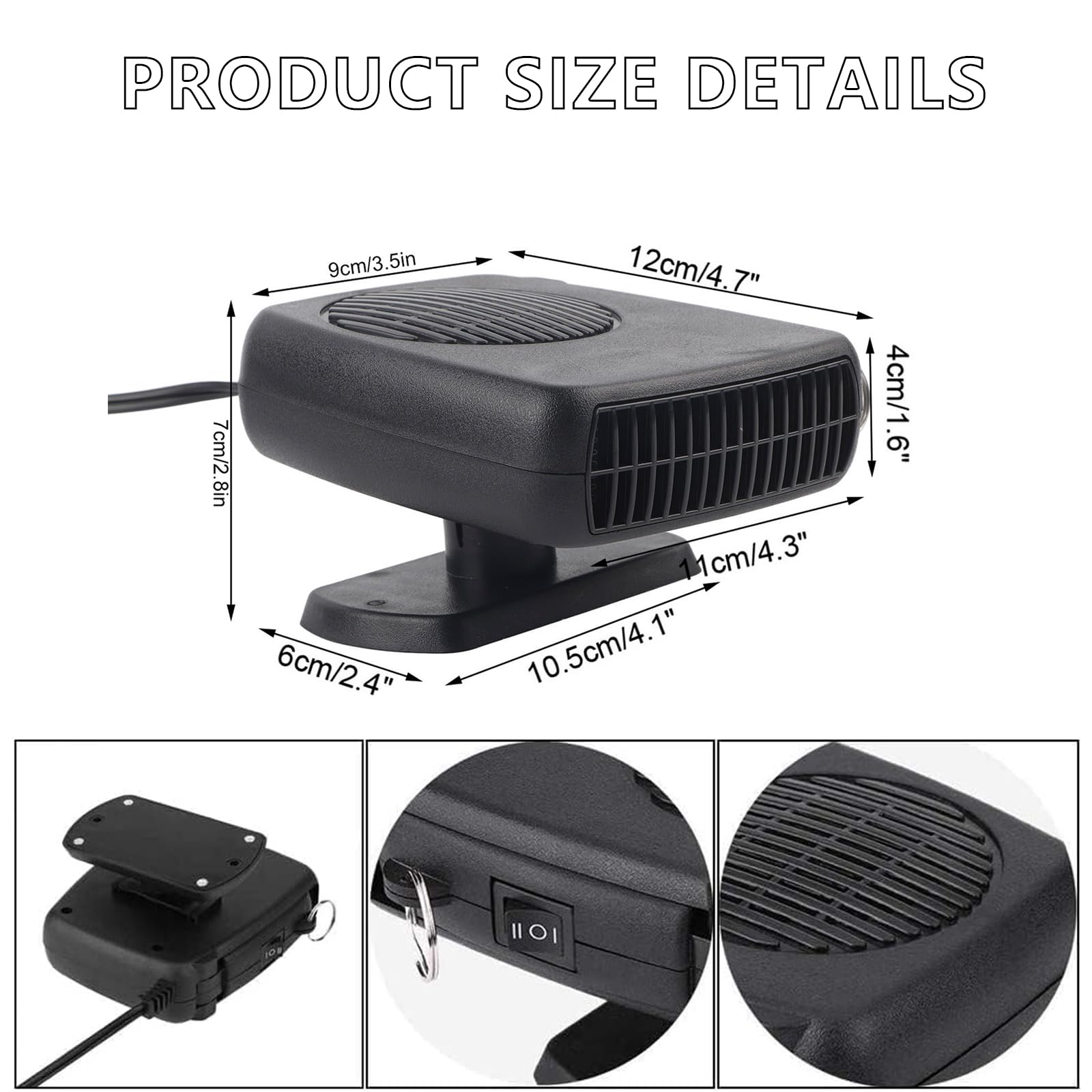 Riscaldatore Auto 12V Portatile - Sbrina E Disappanna In 60s, Anche Come Ventilatore Estate