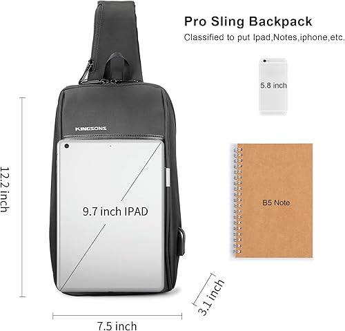 Miniatura 4 de Kingsons Mini bolsa de senderismo para hombres, bolsa de hombro cruzada impermeable para viaje, pequeña mochila antirrobo, bolsa de campamento para