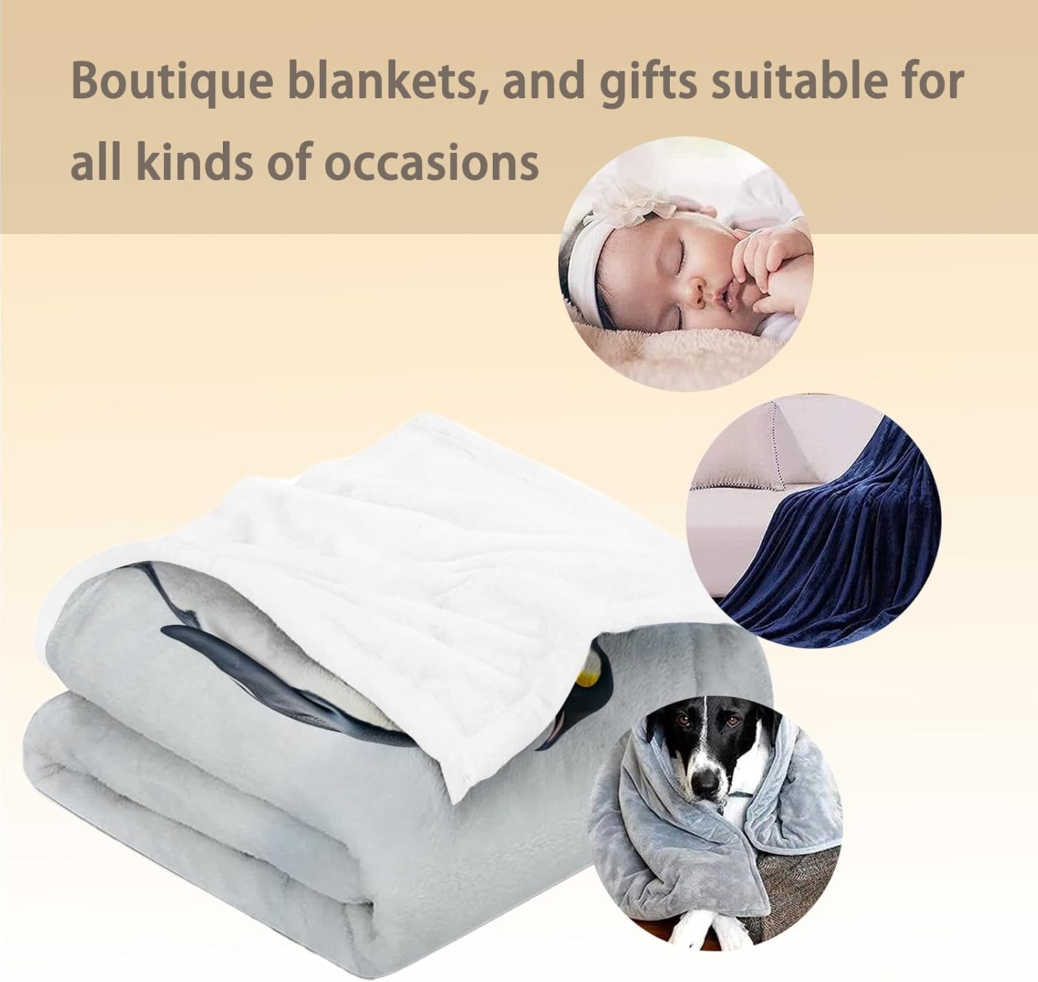 Charm Penguin Flannel Throw Blanket Ultra Soft, Cozy & Lightweight, Perfect for Couch, Bed & Travel Fuzzy, Fluffy Decor for Home & Outdoor Use, Comfy Winter Companion 60"x50" - Image 5