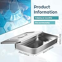 Vista 2 de Fabbay Bandejas quirúrgicas médicas, bandeja de acero inoxidable 201, organizador de instrumentos dentales, caja de metal esterilizado con tapa