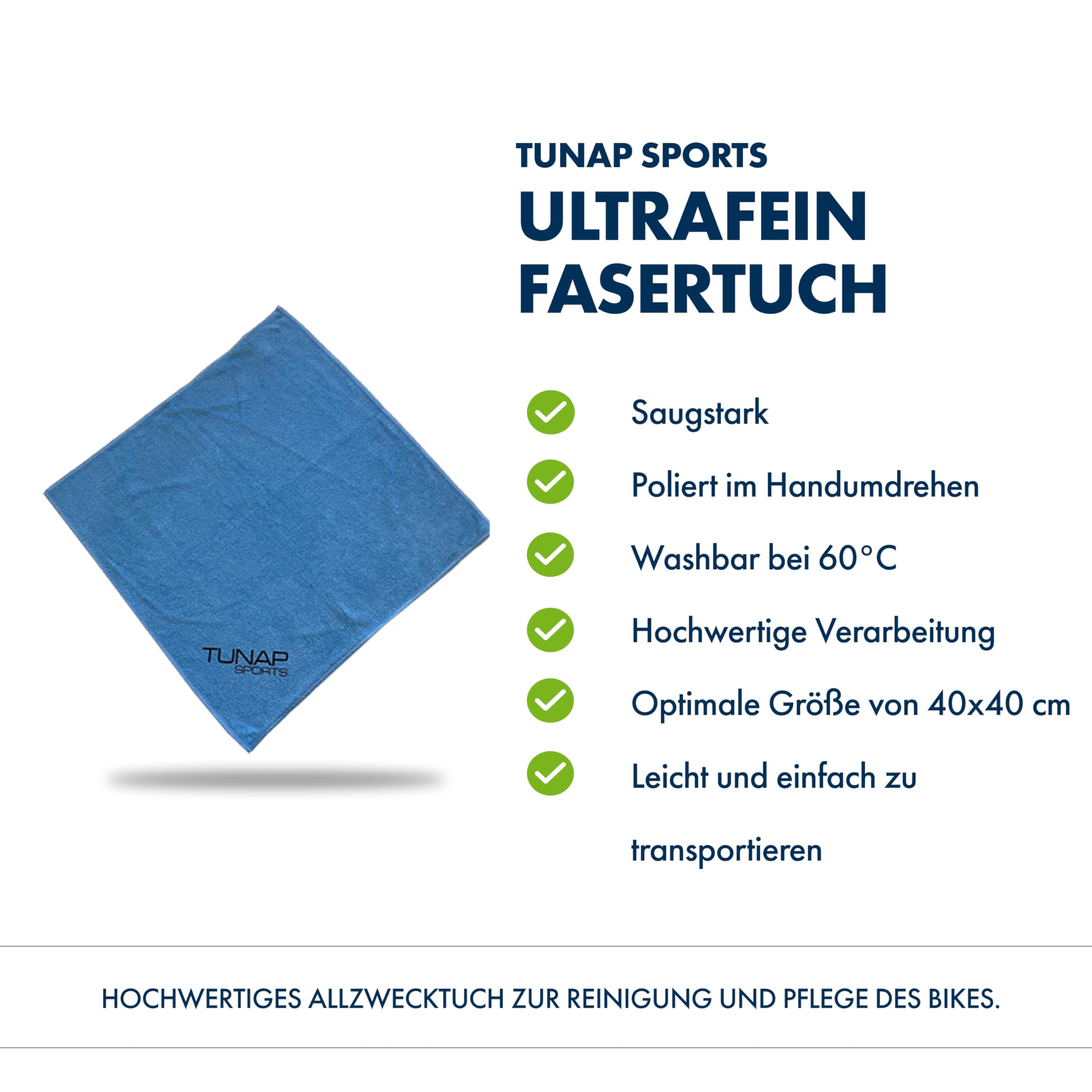 TUNAP SPORTS Bike-Pflege-Set | Komplettes Pflegeset für Reinigung & Wartung | Inkl. Federgabel- & Fahrradreiniger sowie Multifunktionsöl & Rahmenpflege | Mikrofasertuch & Bürste | Made in Germany