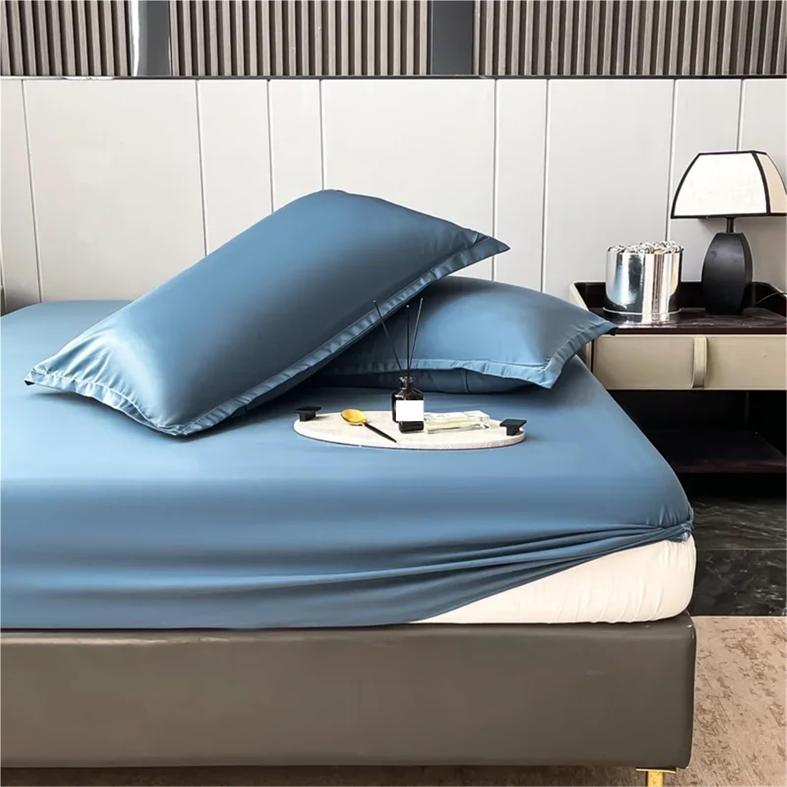 Funda de colchón Seda for Cama, sábana Tacto Fresco, Antideslizante, Helada, Tres Piezas, sin Fundas Almohada para ColchóN(Champagne,180x200cm)