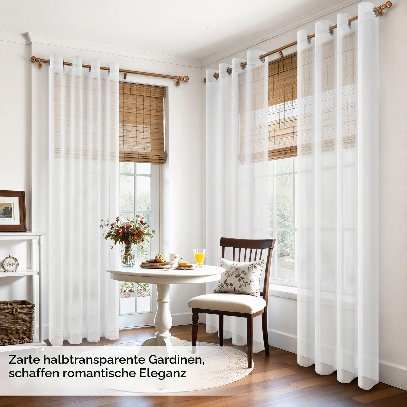MRTREES Voile Gardinen Vorhang halbtransparent kurz mit Ösen in Leinenoptik Stores Gardinen Schals für Wohnzimmer Schlafzimmer Kinderzimmer… – Ansicht 2