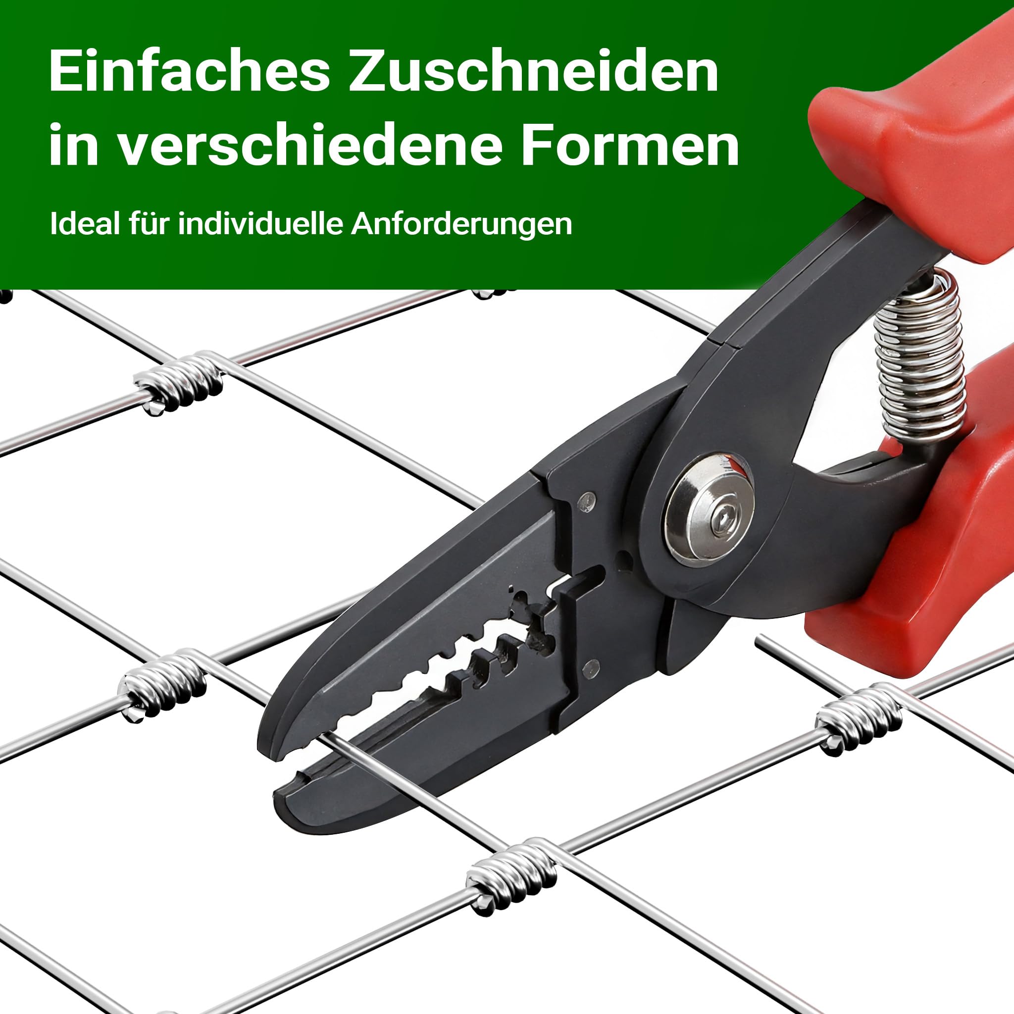 Wiltec Wildzaun 100/08/15 50 m lang, 100 cm hoch, 8 Drahtreihen, 15 cm Maschenbreite, Weidezaun aus Knotengeflecht, Drahtzaun z. B. für Forst- und Landwirtschaft
