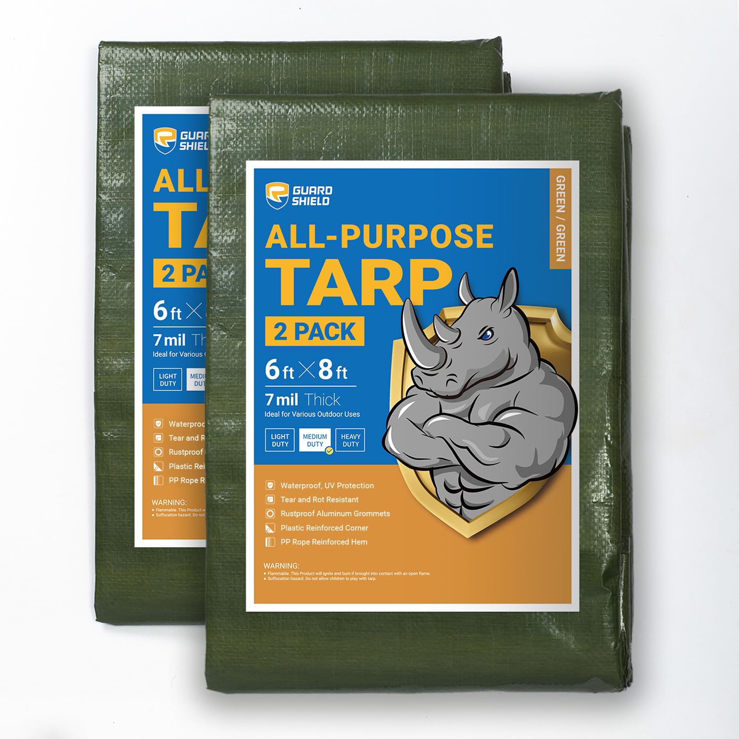 GUARD SHIELD White Tarp 10x12 Feet Medium Duty All Purpose Poly Tarps Cover 7mil — view 105