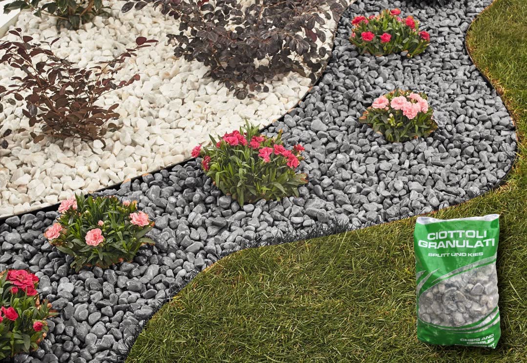Ciottoli Decorativi Grigio Cenere per Giardino Aiuole Vasi Vialetto 25kg (15-25mm)