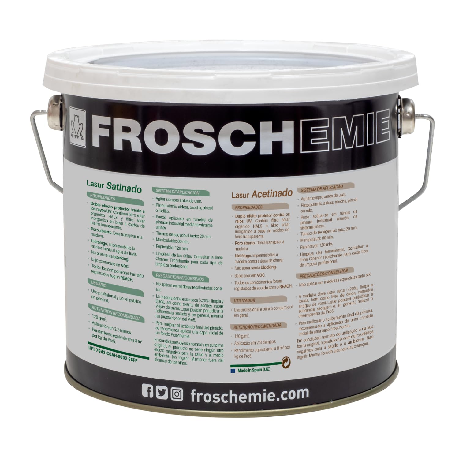 Pro5 114 Almendra 2,5 litros Lasur Protector Decorativo de Madera exterior en Base Acuosa Ideal para Acabados Satinados, Excelente Penetración, Durabilidad, de Secado Rápido e Impermeable