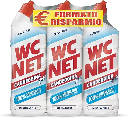 Wc Net - Bleach Gel Extra White, Sanitary and Surface Cleaner, Ocean Fresh Fragrance, 700 ml x 3 Packs