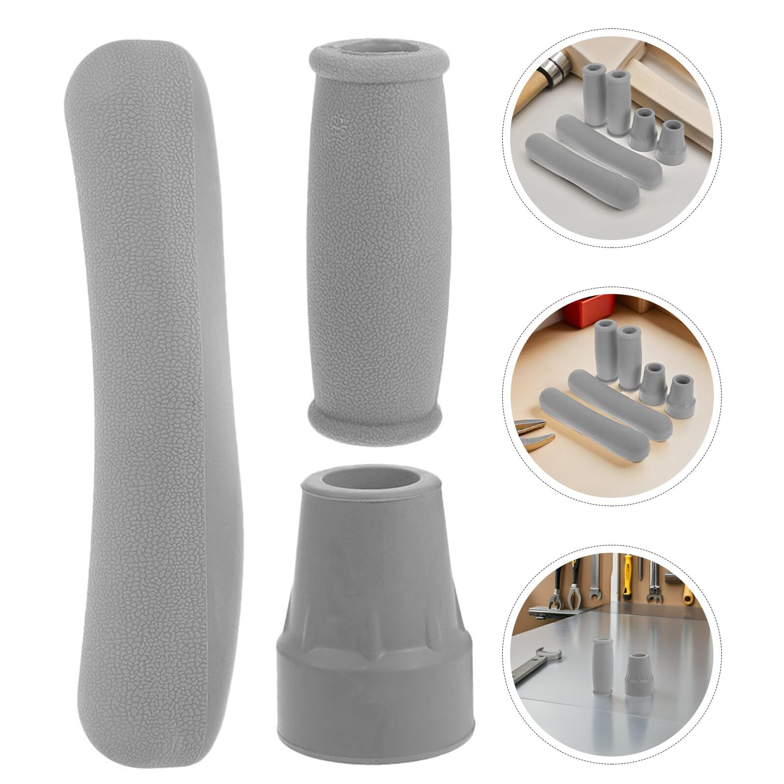 4 Juegos Accesorios para Muletas de Axila Almohadillas y Puntas de Goma Antideslizantes para Bastones Fundas Suaves para Mango y Tapas de Repuesto para Estabilidad y Confort de
