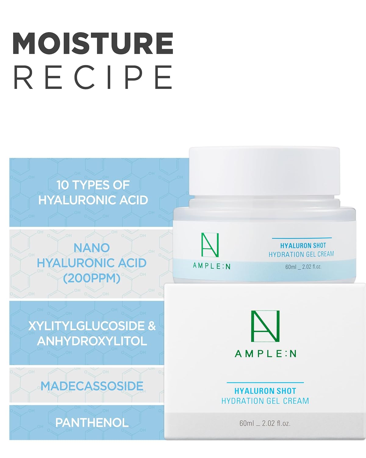 Hyaluronshot Hydration Gel Cream - Korean Face Moisturizer with 10 Types of Hyaluronic Acid for Long-Lasting 24-Hour Moisture, Lightweight Non-Sticky Formula for Dry Sensitive Skin, 2.03oz. - Image 3