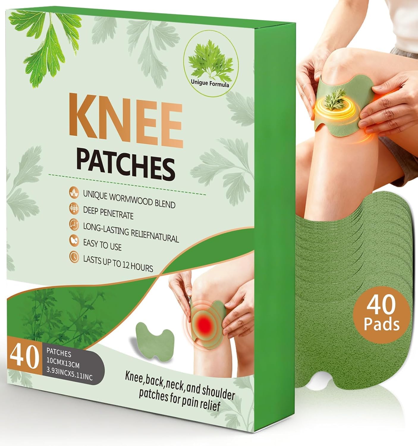 (40 pcs) Herbal Knee Pain Relief Patches Arthritis Inflammation Patch Sticker | Instant Relief from Pain | Joint Pain Relief Products Natural Wormwood Extract Patch for Knee (BG20)