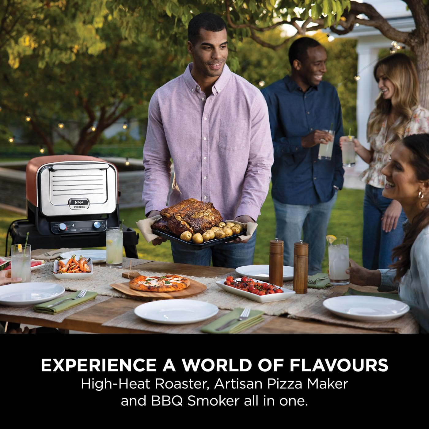 Ninja Woodfire Electric Outdoor Oven, 8-in-1 Pizza Oven, High-Heat Roaster & BBQ Smoker with Roast Rack, Pro-Heat Tray, Pizza Stone,Wood Pellets & Scoop, Electric,6 Pizza Settings,Burnt Orange OO101UK — view 16