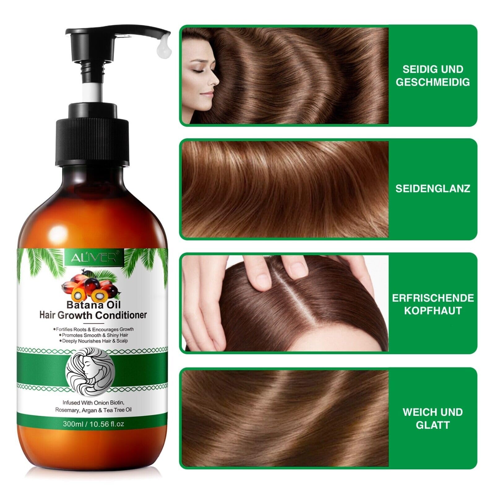 Batana Öl Conditioner mit Rosmarin - sulfatfrei - Haarwachstum, Regeneration & Geschmeidigkeit - Für alle Haartypen - Reduziert Haarbruch & Trockenheit, Feuchtigkeitsspendend - 2x300ml