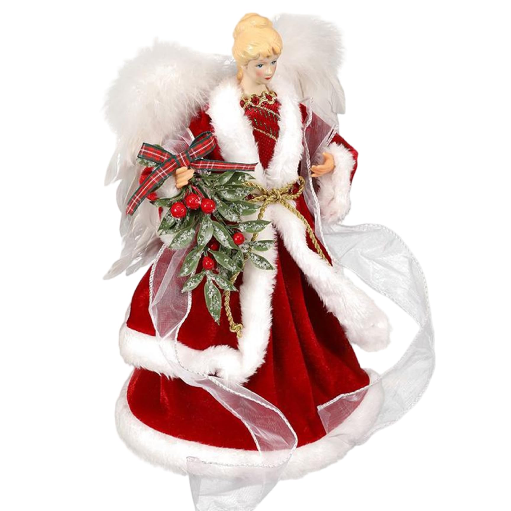 Decoraciones navideñas, Adorno para árbol de ángel, Figuras de ángel de Navidad Rojas de pie de 12, 6 Pulgadas para Decoraciones navideñas en el hogar, Adorno de Invierno