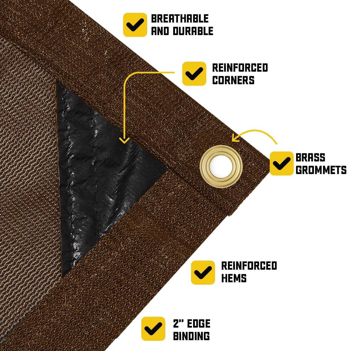Core Tarps 60% Brown Shade Cloth with Grommets - 20 X 50 FT Heavy Duty Mesh Tarp - Sun Shade Cloth for Garden Vegetables Plants Greenhouse Outdoors Backyard Fences Dump Trucks Patio Mesh Shade Tarp