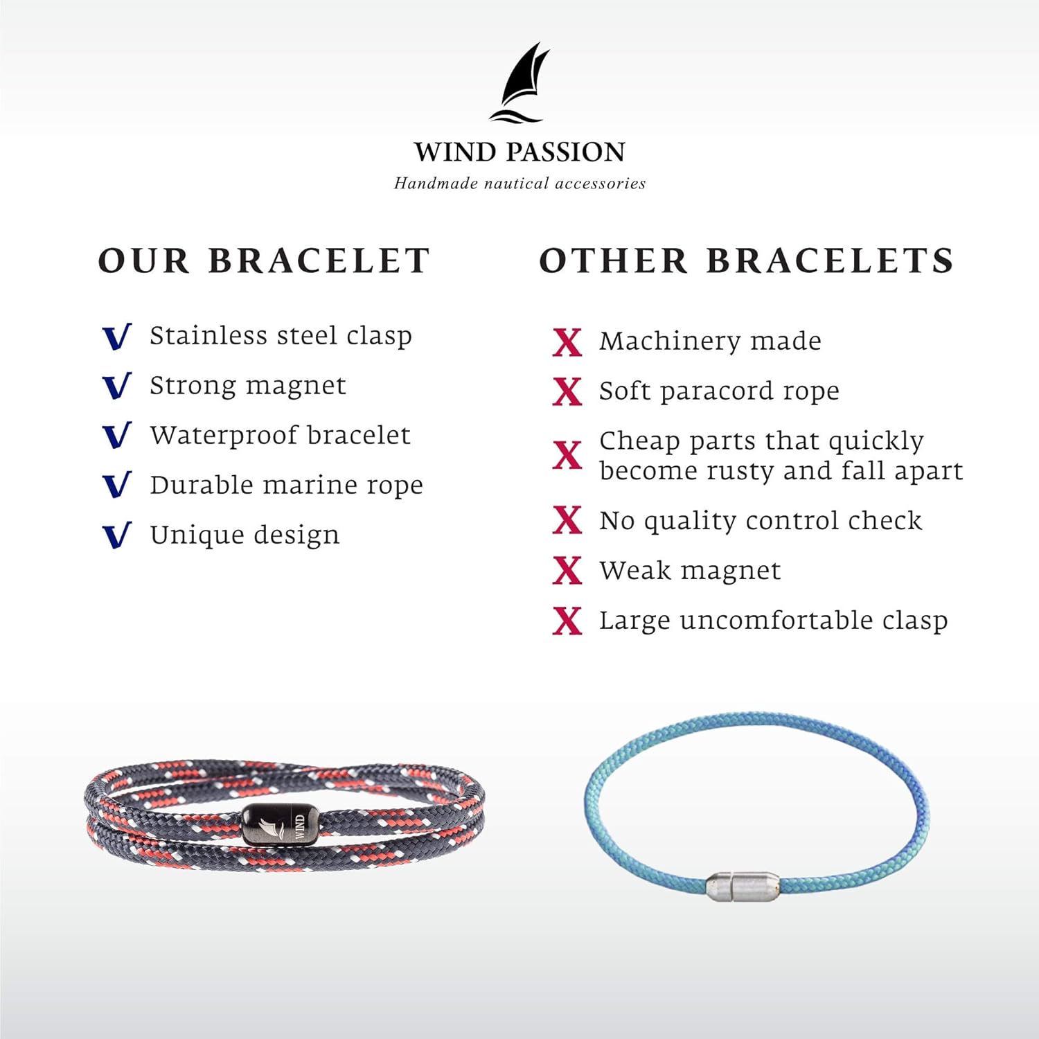 Wind Passion - Paracord Mens Bracelet - Bracelet for Women - Rope Bracelet String With Magnetic Clasp - Wrist Surfer Bracelet - Handmade Surfer Magnetic Bracelets - Sturdy & Waterproof - Image 7