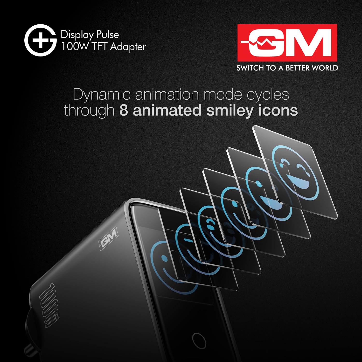 GM 100W GaN Charger - Real-Time Wattage & Smiley Display -3 GM 100W GaN Charger - Real-Time Wattage & Smiley Display -3