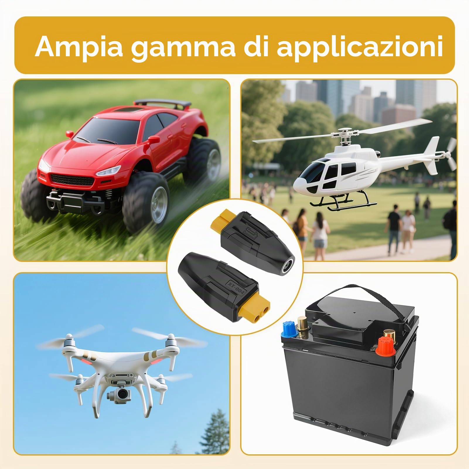 2 Pezzi Adattatori da XT60 a DC5521, Connettore XT60 Femmina a DC 5,5mm x 2,1mm Femmina Senza Filo, XT60 a DC Adattatore Impermeabile per Saldatore TS100 Monitor FPV Drone RC LiPo Pannelli Solari