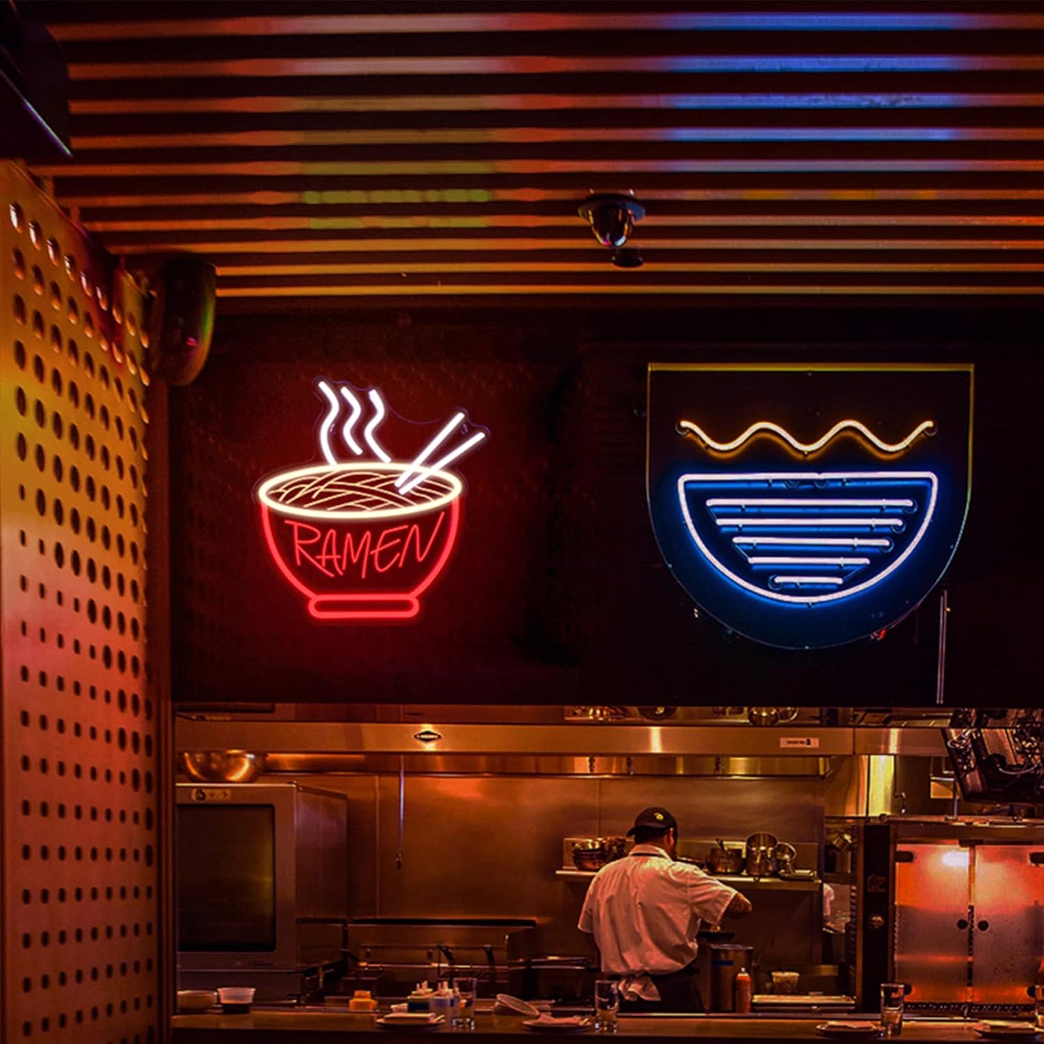 Red Ramen Neon Sign - IMEGINA 3D Dimmable 5V Japanese Neon Signs for Wall Decor 11.81x12.4 Inch, Bright LED Neon Lights for Restaurant, Window, Shop, Dinning Room