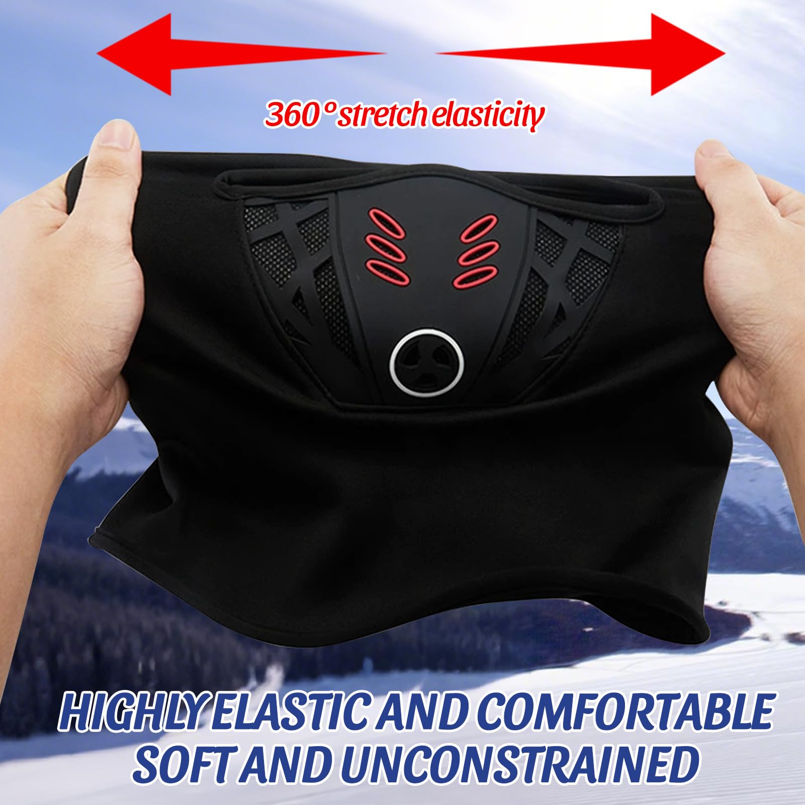 Men's Winter Rider Warm and Anti Haze Face Mask, Windproof and Warm Full Face Mask, 3D Design Breathable Black — view 2