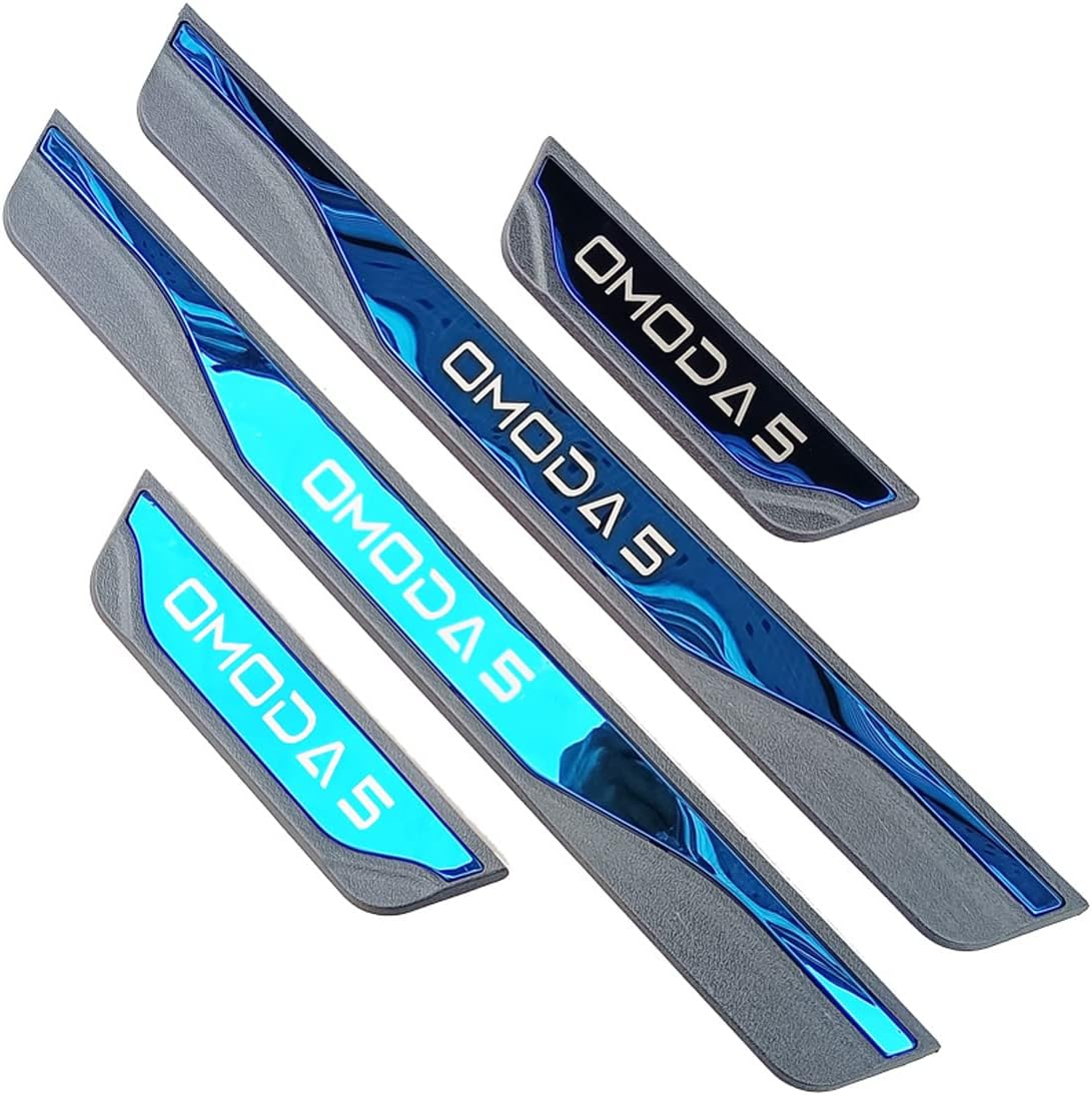 Stainless Door Sill Protector Kick Plate Entry Guard Kit for Chirey Chery Omoda 5 2023 Accessory (Blue)