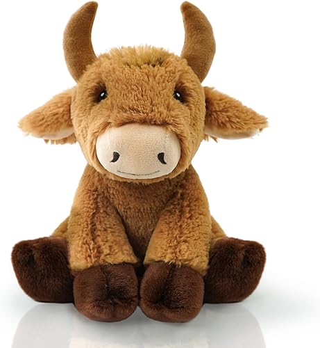 Juguetes de peluche de toro, 8.5 pulgadas, suave y tierno juguete de animales de peluche de toro, lindos y realistas, regalos para niños y niñas,