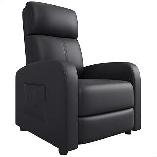 DEXSO Recliner Chair for Adults, PU Leather Lazy Recliner Ergonomic Adjustable Single Sofa Enhanced with Side Pocket, Tall Back, Wide Arms & Padded Seat, Home Theater Seating for Living Room