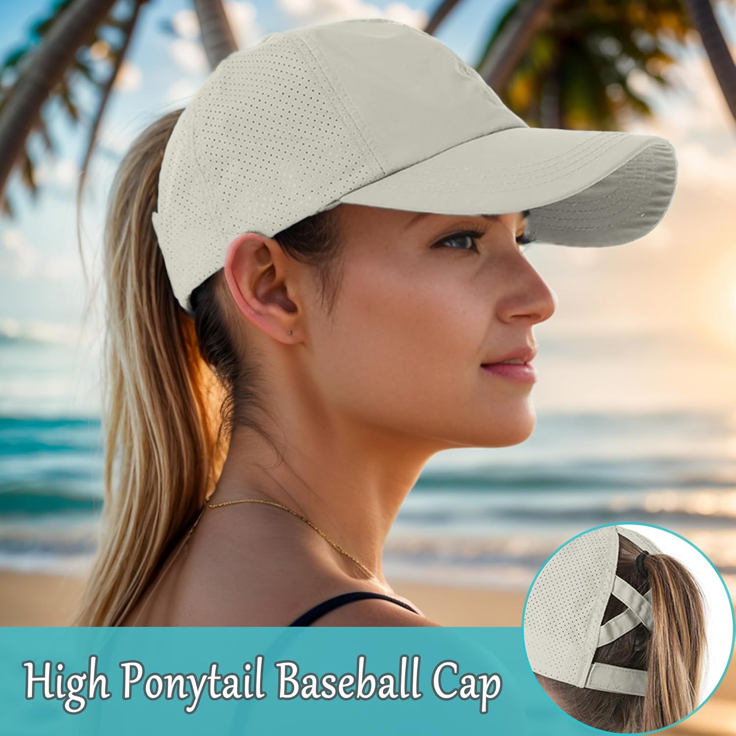 Criss Cross Ponytail Baseball Cap for Women Adjustable High Messy Bun Trucker Hats Quick Drying Mesh PonyCap - Image 8