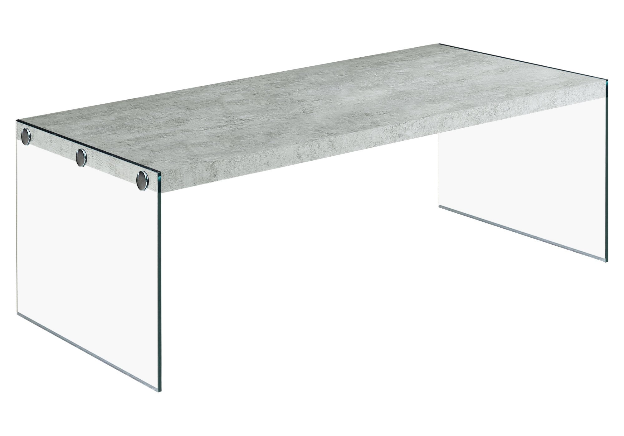 Monarch specialties , Coffee Table, Tempered Glass, Grey Cement, 44"L