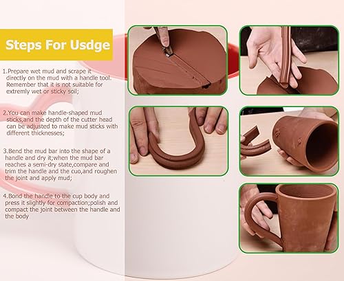 Miniatura 4 de GEOCCI 10 piezas de herramientas de fabricación de mango de cerámica, herramientas de tallado de cerámica, raspador de escultura, herramienta