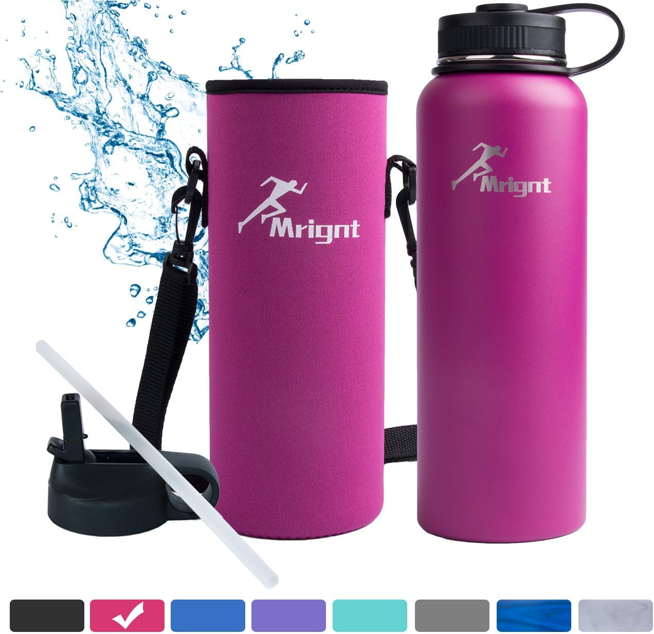 Stainless Steel Vacuum Insulated 40/32 OZ Sports Water Bottle|Best Water Bottle for Men&Women|BUY ONE GET THREE FREE GIFTS-A Straw Lid& A Bottle Pouch & A Bottle Brush-Pink 32