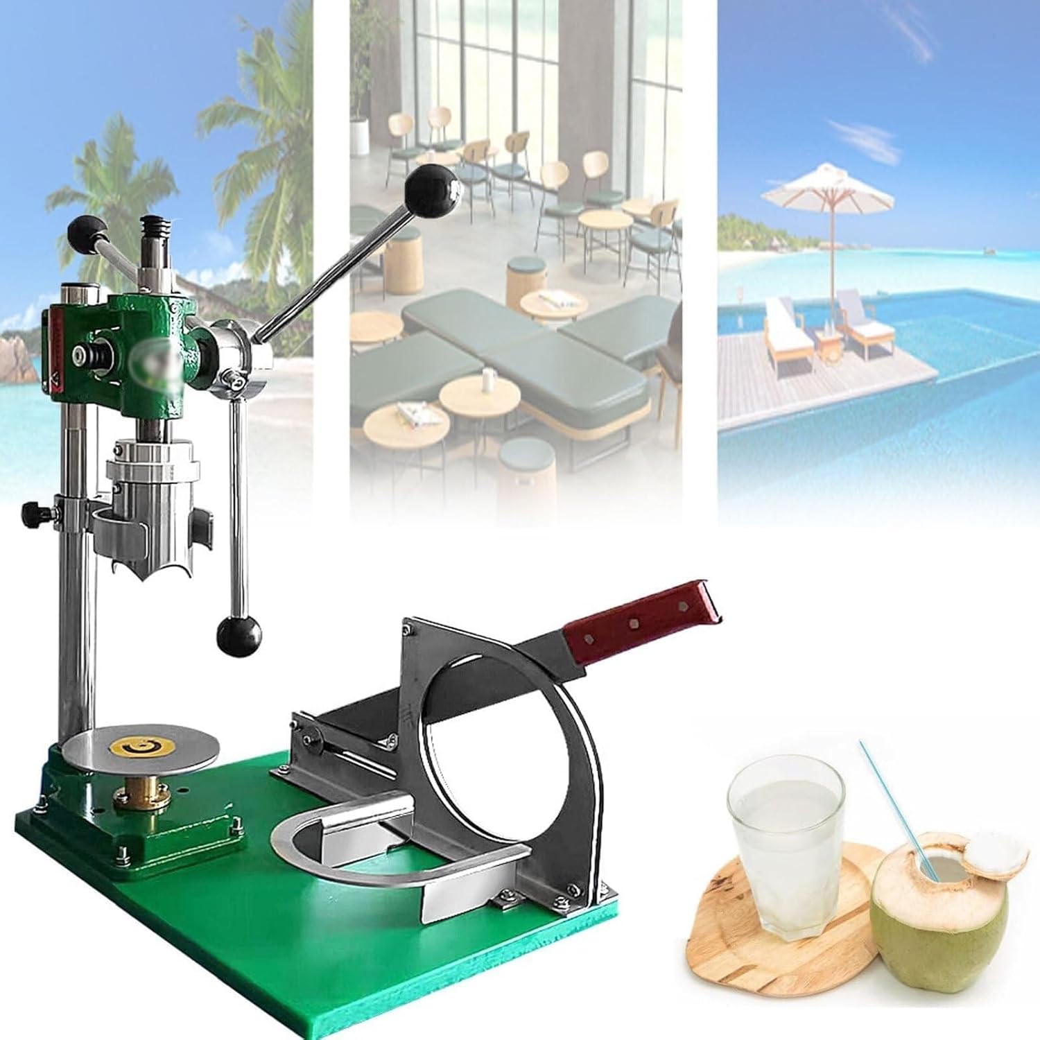 Coconut Hole Punching Tool, Stainless Steel Drill Hole Opener, Effortless To Open Fresh Coconut, Simple and Portable, Suitable for Home, Fruit Shop, Restaurant Use (3handles)