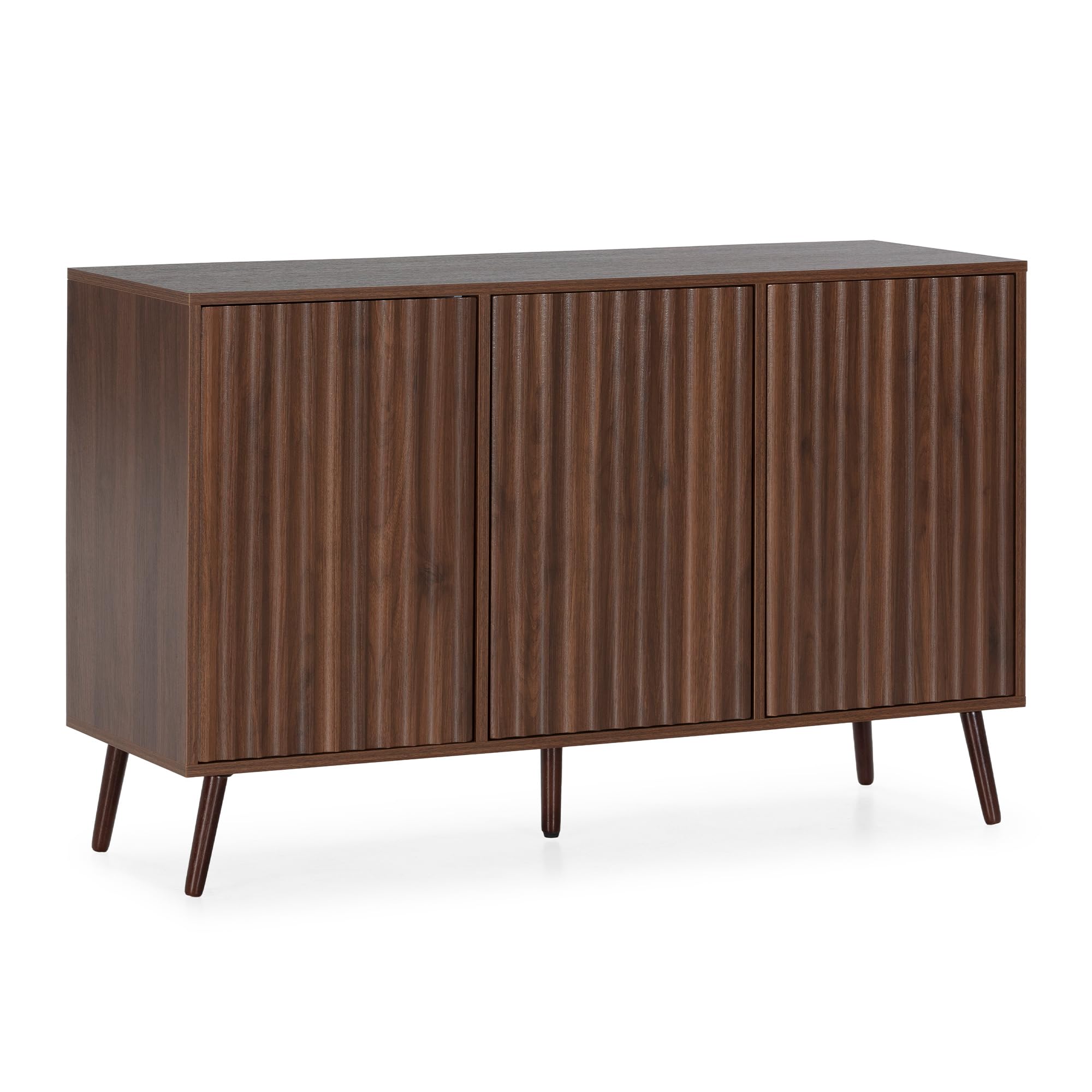 HOMN LIVING Buffet Lluvia 3 Portes Effet Noyer, 120 cm (Largeur) 40 cm (Profondeur) 80 cm (Hauteur)