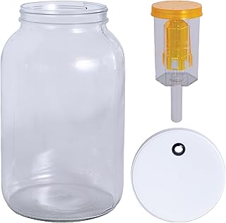 Craft A Brew - 1 Gallon Beer Brewing Jar - With Drilled Lid, Grommet & 3-Piece Airlock - For At-Home Beer Brewing - Increase Output - Extra Fermenting Supplies - Ideal for 1 Gallon Batches