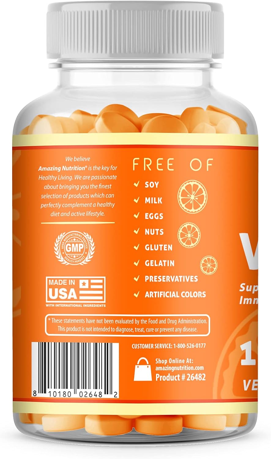 Amazing Formulas Vitamin C Supplement (Non-GMO, Vegan) - Promotes Immune Function* - Supports Healthy Aging* - Supports Overall Health & Well-Being* (Gummies (Orange Flavor), 120)
