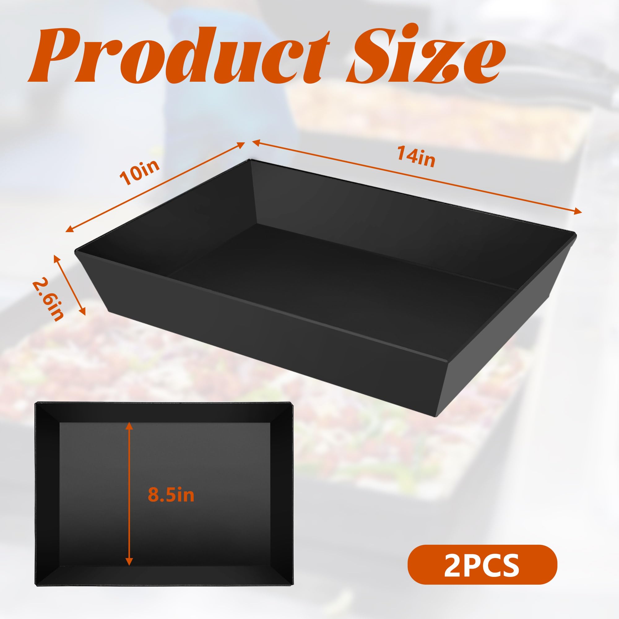 Lloyds, plaque à pizza profonde (antiadhésive, sans BPA), 35,6 x 25,4 x 6,3 cm, moule à pizza rectangulaire anodisé dur, ustensiles de cuisine pré-assaisonnés (2)