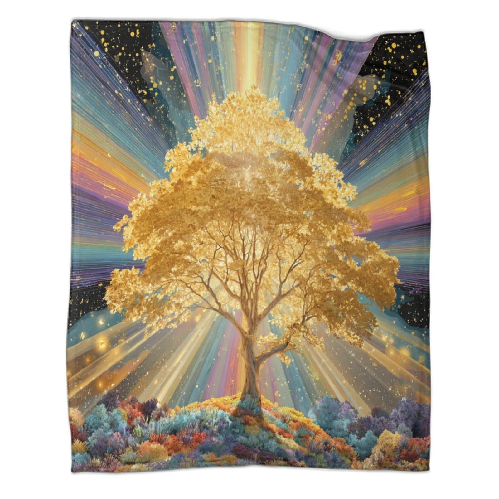 kaiyun A Shimmering Golden Tree Patterned Throw Warm for Camping Outdoor Lightweight for Sofa Bed 60x80inch(150x200cm)