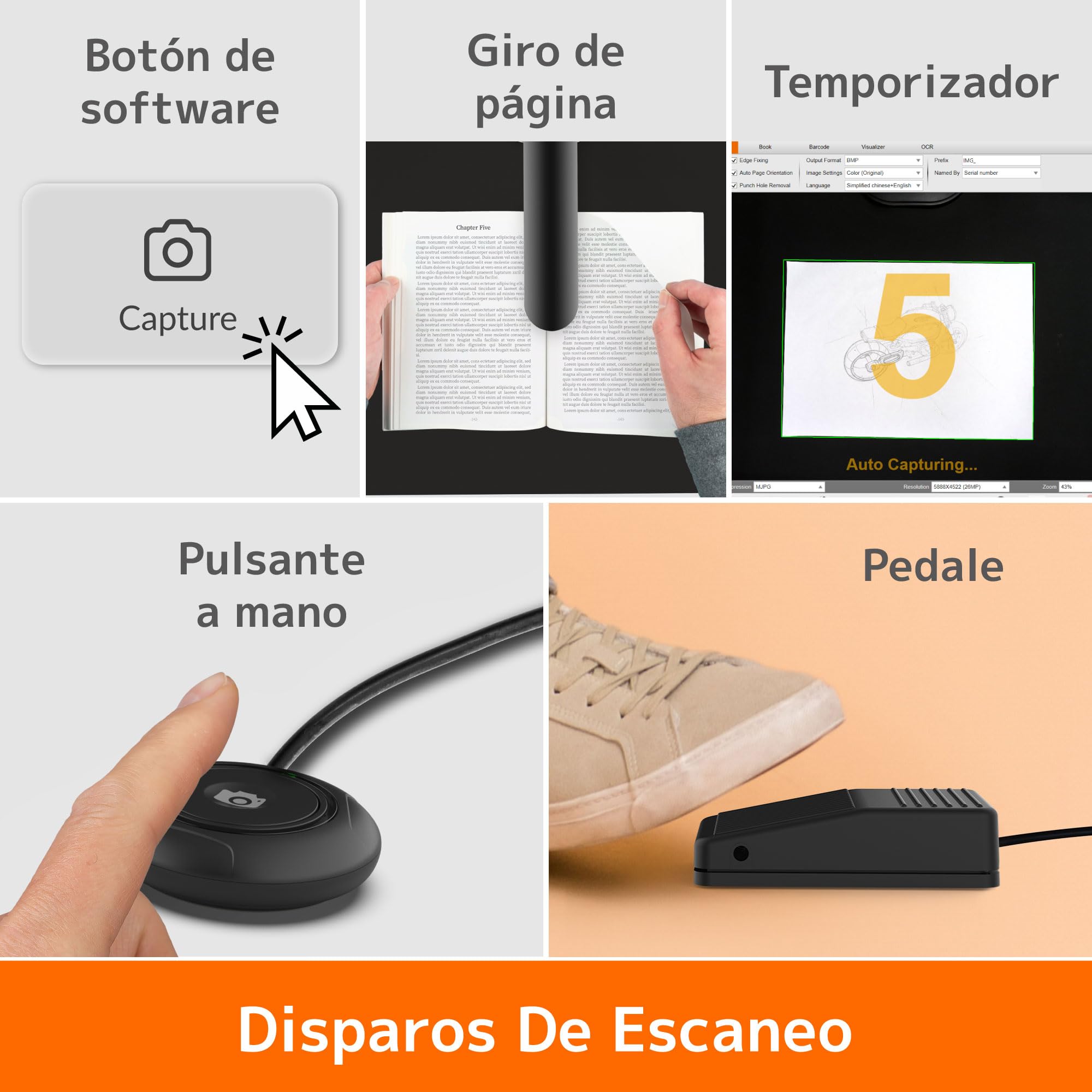 Innex DS200 - Escáner profesional USB de libros, 20.1MP, escaneo A3, OCR de más de 120 idiomas, aplanado automático, dedo eliminado, micrófono integrado