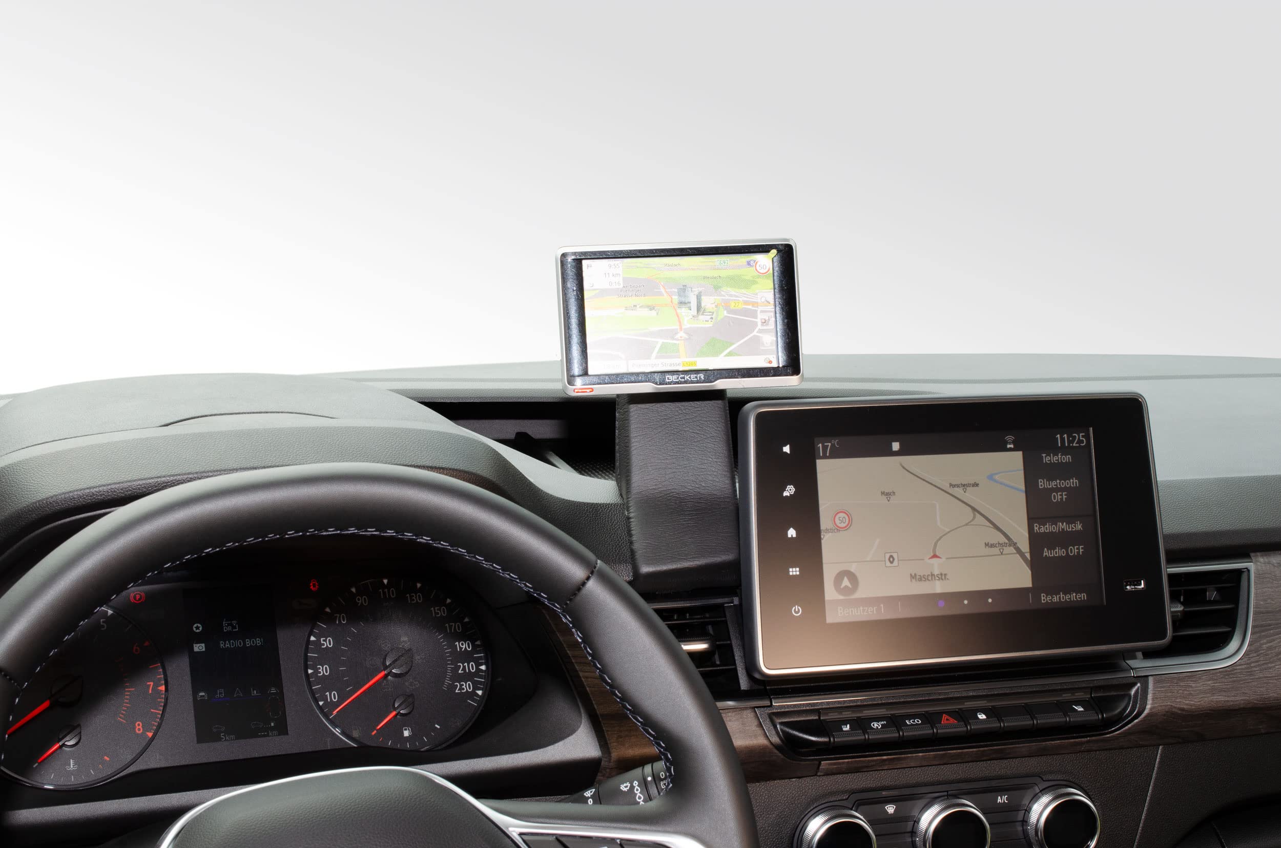 KUDA Handyhalterung passend für Renault Kangoo/Nissan Townstar ab 2021 - Telefonkonsole für Smartphones, Handy, Navi und mehr - Kunstlederkonsole, Schwarz, 8045