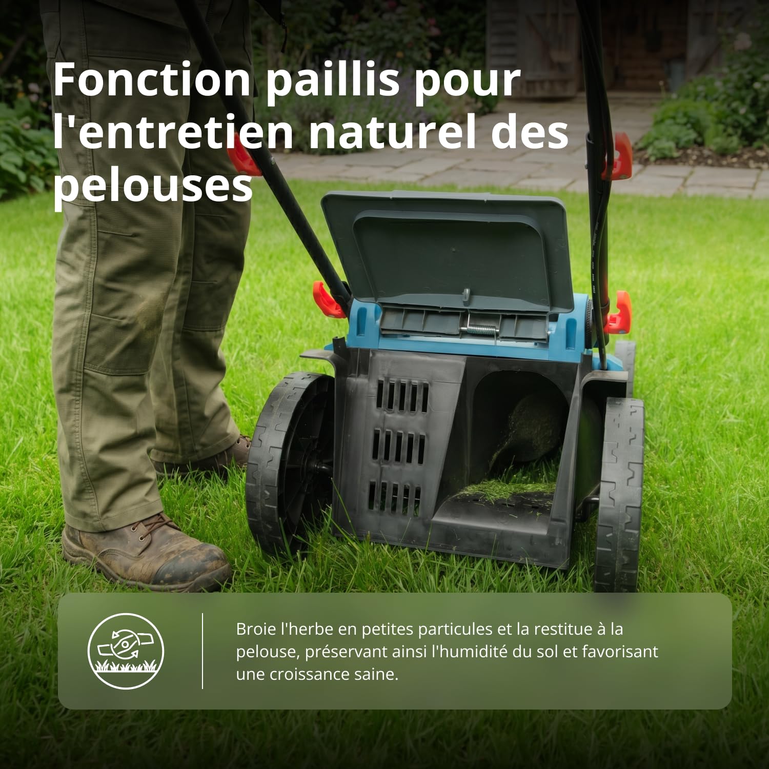 Tondeuse à Batterie KS 43LM-40V, Tension 40 V, Vitesse à Vide 3300 TR/Min, Largeur de Coupe 430 mm, Hauteur de Coupe 25-75 mm, 6 Positions, Panier à Herbe 50 l, Fonction de Mulching