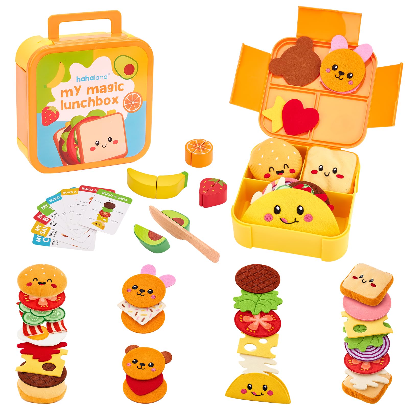 hahaland Montessori Travel Pretend Play Food Set Lunchbox