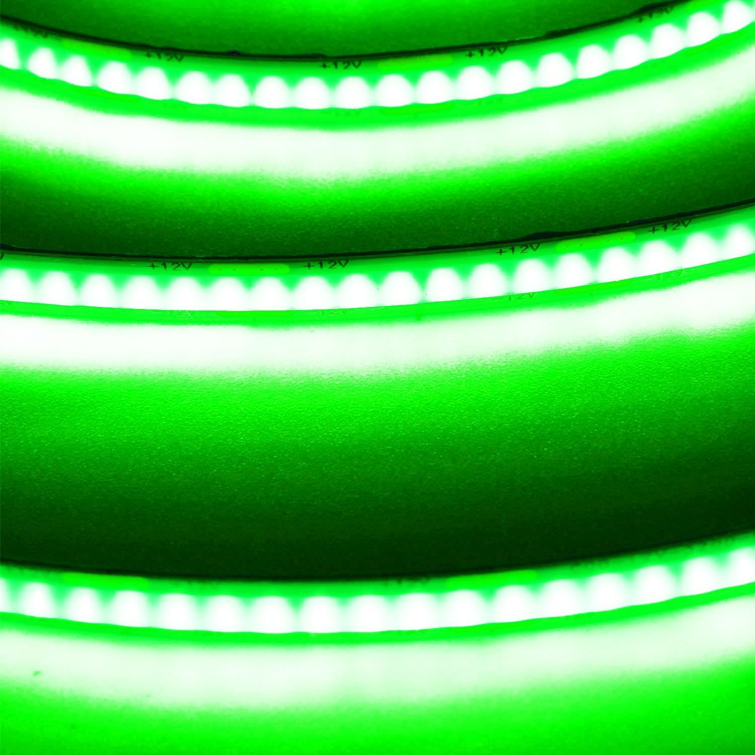 SUYOOULIN LED Strip Lights, 16.4ft/5m DC12V High Density 2640 LEDs COB Light Strip, 52800LM Super Bright Dimmable Waterproof IP68, More Evener Lighting Than SMD Strip Lights(Green)