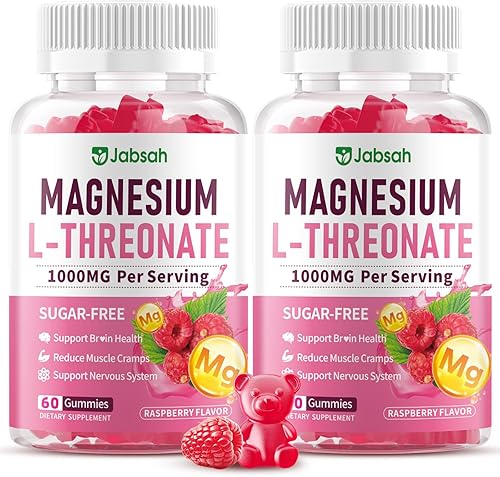 Gomitas de magnesio L-treonato de 1000 mg para niños y adultos, suplemento de treonato de magnesio con vitamina D, B6 y coenzima Q10, apoyo