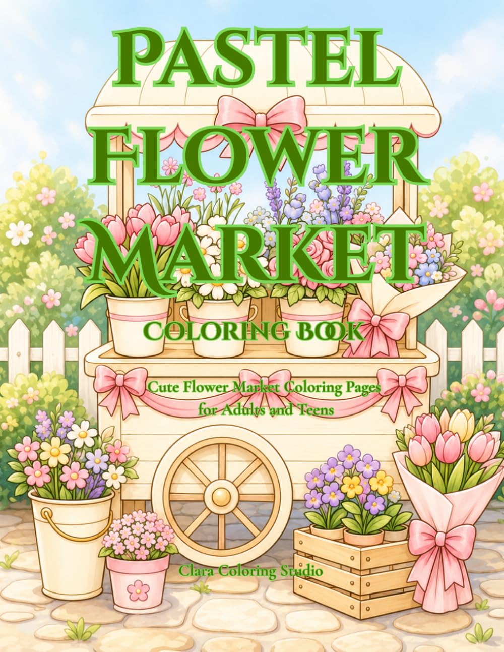 Pastel Flower Market Coloring Book: A Cute and Cozy Coloring Book of Flower Shops, Bouquets, Daisies, and Wildflower Market Scenes for Adults and Teens