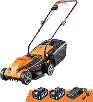 LawnMaster CLM2413A 24V Cordless 13" Lawn Mower with 2x4.0Ah Batteries & Charger - Lightweight 23lbs Battery Mower
