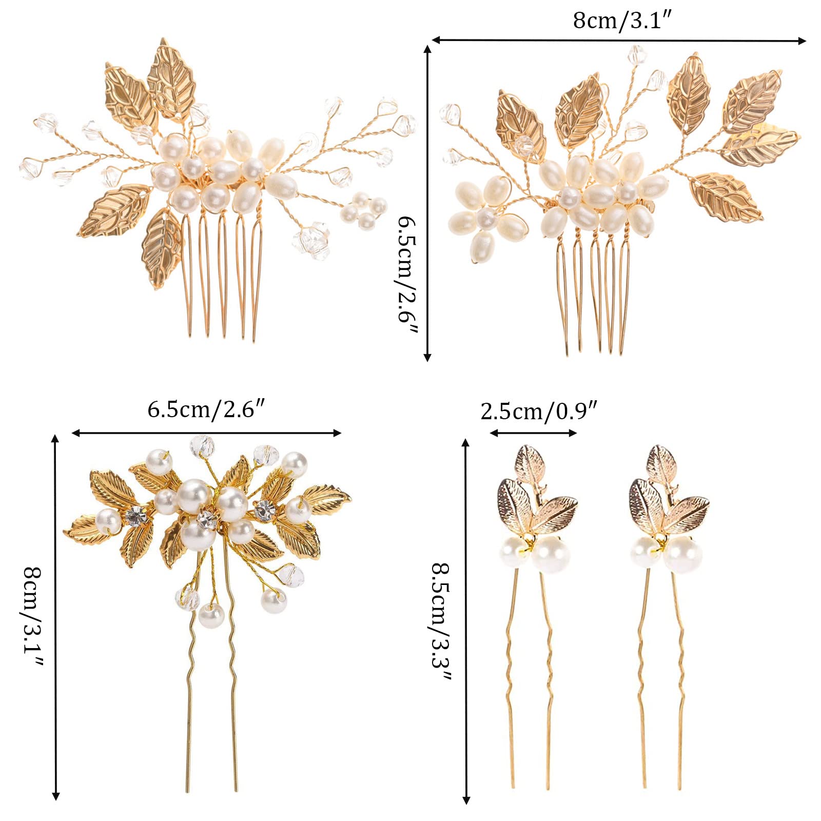 Perle Fiore Strass Pettine per Sposa, 5 Pezzi, Fermagli a Pettine da Sposa, Fermagli per Capelli da Cerimonia, Fermaglio Capelli Sposa con Pettine, per le Ragazze Sposa Damigella d'onore
