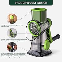 Vista 3 de HANSGO Rotary Cheese Grater, 3 Stainless Steel Blades, Labor-Saving Handle, Strong Suction Base, for Cheese, Vegetables, Nuts, Chocolate & Fruits